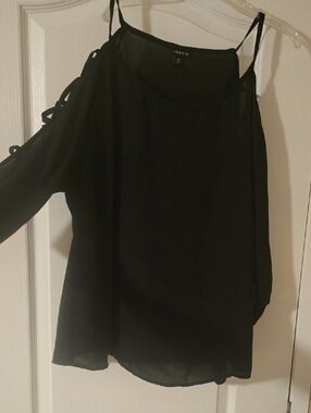 torrid Black Cold-Shoulder Spaghetti Strap Chiffon Camisole